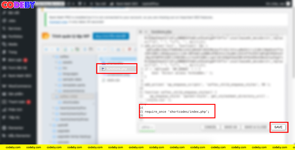 Import shortcode ở file functions.php