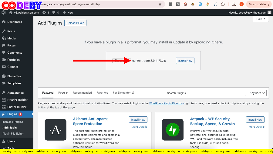 Web cũ cài đặt plugin content auto