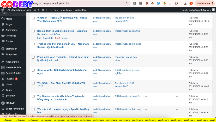 Web cũ tất cả dữ liệu post/page/category và media đã qua