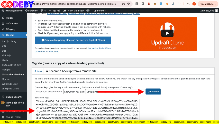 Web mới copy key